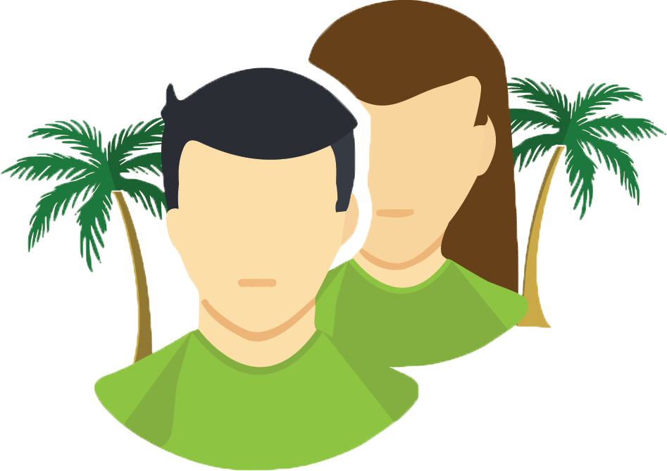 two people and palm trees